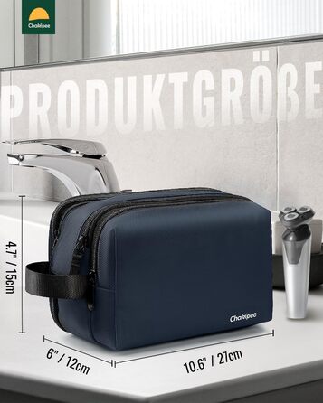 Чоловіча дорожня косметичка Kulturbeutel, водонепроникна, легка, з подвійним замком (Блакитна)