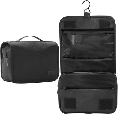 Чоловіча та жіноча косметичка-органайзер для туалетних речей - велика сумка для косметики з петлею для підвішування - бежева (чорний)