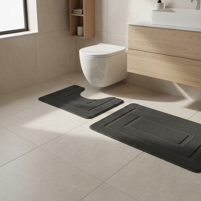 Килимок для ванної кімнати SmartHome, чорний, прямокутний, 50x80 см, з вирізом під унітаз