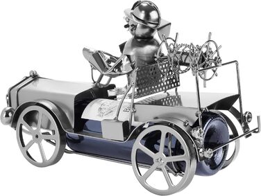 BRUBAKER Wine Bottle Holder Fire Truck Metal Sculpture with Gift Card