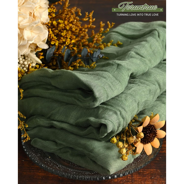 Set of 40 Gauze Cloth Napkins, Crinkled Dinner Napkins, Salvia Green, Rustic Boho Napkins, Soft Cotton, Table Napkins, Decorative Fabric Napkins for Wedding, Party