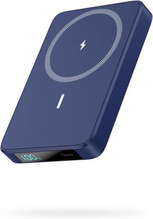 Power Bank HETP Магнітний 10800mAh з PD 20W, бездротова зарядка, USB-C, LED-дисплей, сумісний з MagSafe, iPhone 16/15/14/13/12 (Блакитний)