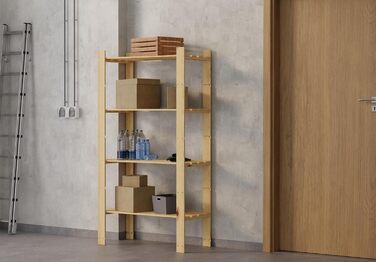 Дерев'яний стелаж Lenmar Serie B з сосни, світло-бежевий, 170x80x40 см, 5 полиць, книжкова полиця, офісний та домашній стелаж