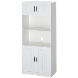 HOMCOM Kitchen Cabinet Kitchen Buffet Tall Cabinet with 2 Shelves and 2 Cabinets with Adjustable Shelves Microwave Shelf Anti-Tip Strap | Aosom