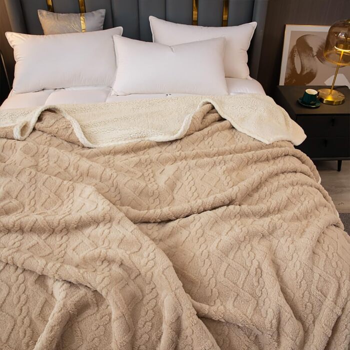 Плед Sherpa-Fleece з начосом, двосторонній, плюшевий, м'який, сірий-блакитний, 150 x 200 см