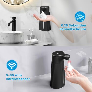 Електричний дозатор мила 400 мл з сенсором, автоматичний диспенсер піни для мила, настінний, білий, USB, IPX6 вологостійкий