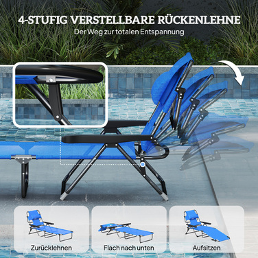 Outsunny Patio Lounge Chair - Folding, Weather-Resistant Design. Dimensions: 76
