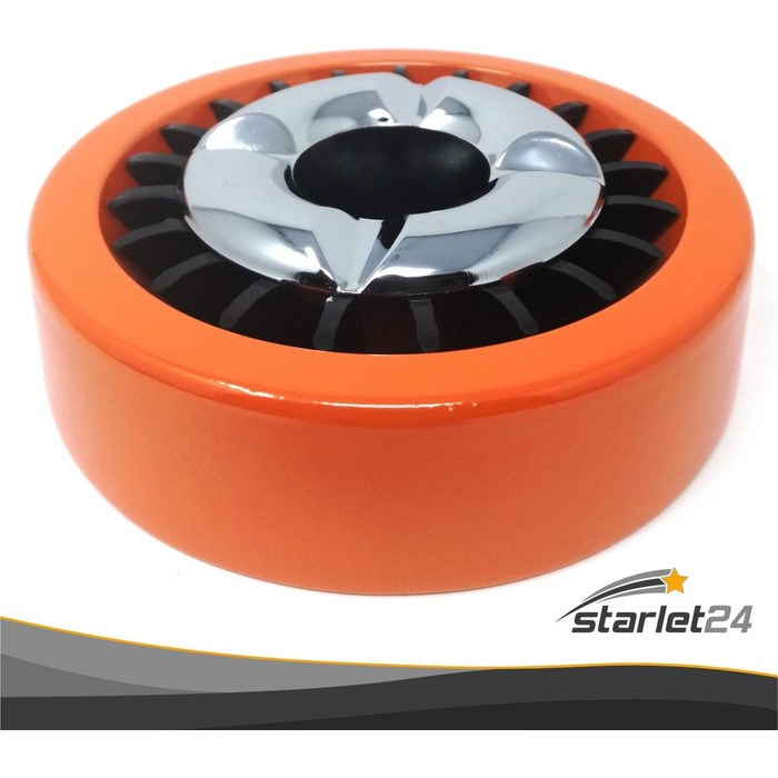 Starlet24 металевий вітростійкий попільничка для вулиці, плоска, кругла, помаранчева, набір 5 шт.