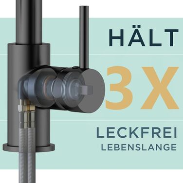 Кран кухонний FORIOUS з високим виливом, душовий набір, змішувач для мийки, кухонні крани, поворотний на 360°, 2 режими розпилення, нержавіюча сталь, матовий чорний