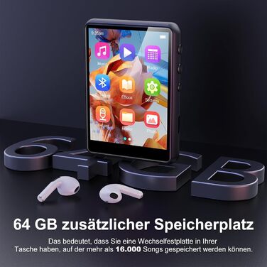 MP3 плеєр SWOFY 128GB Bluetooth 5.3, 2.4