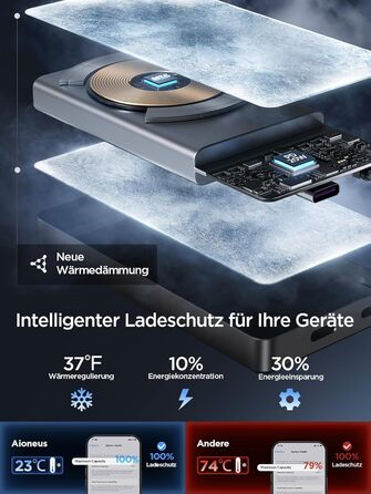 Портативний зарядний акумулятор Powerbank з MagSafe, 5000mAh, 20W PD, 15W Wireless, USB-C, для iPhone, AirPods (Сірий)