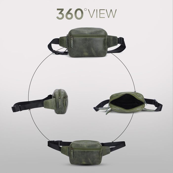 Сумка на пояс шкіряна TheAntiq, 20,3 x 12,7 x 7,6 см (8 x 5 x 3 дюйми), з багатьма кишенями, регульованим ремінцем, для подорожей та повсякденного використання, зелена