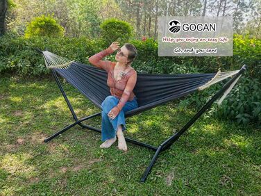 Гамак GOCAN подвійний 220x150 см, червоний, бавовна, для саду, балкону, дітей, з розпірками, до 300 кг
