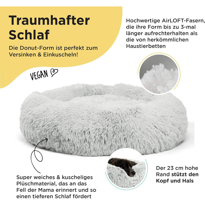 Круглий лежак для тварин Best Friends by Sheri Calming Donut - заспокійливий, машинне прання, сірий, 76x76 см, розмір M
