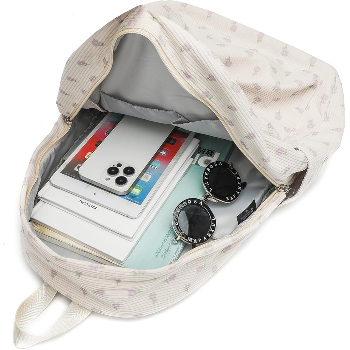 Шкільний рюкзак для дівчаток: легкий, з квітковим дизайном (фіолетовий). Підходить для школи, подорожей та ноутбука.