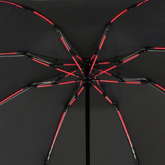Штормовий парасолька з повним волокном, кишеньковий, великий 106 см - з кольоровими спицями - чорно-червоний