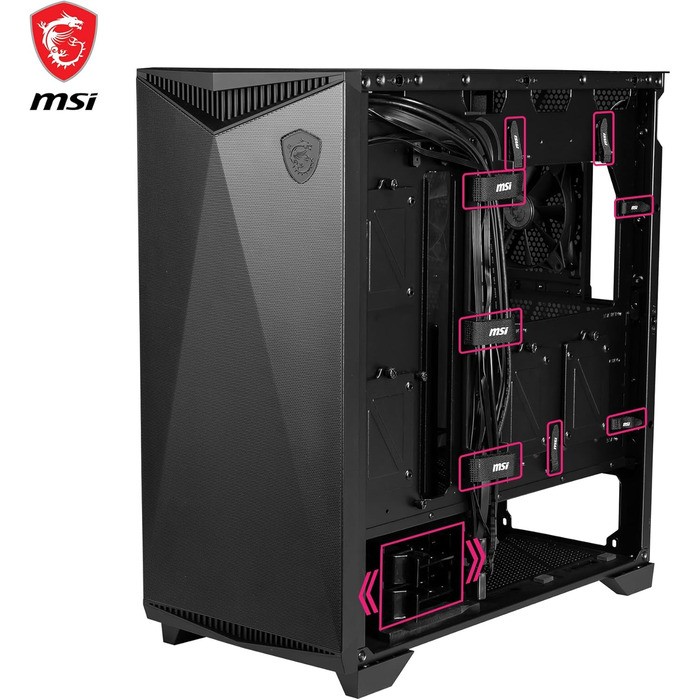 Корпус ПК MSI MPG GUNGNIR 300P Airflow - Mid-Tower з загартованим склом, підтримка ATX/M-ATX/Mini-ITX, 4 x 120mm ARGB вентилятори, USB 3.2 Gen 2x2 Type-C, Gen 1 Type-A, магнітний фільтр пилу