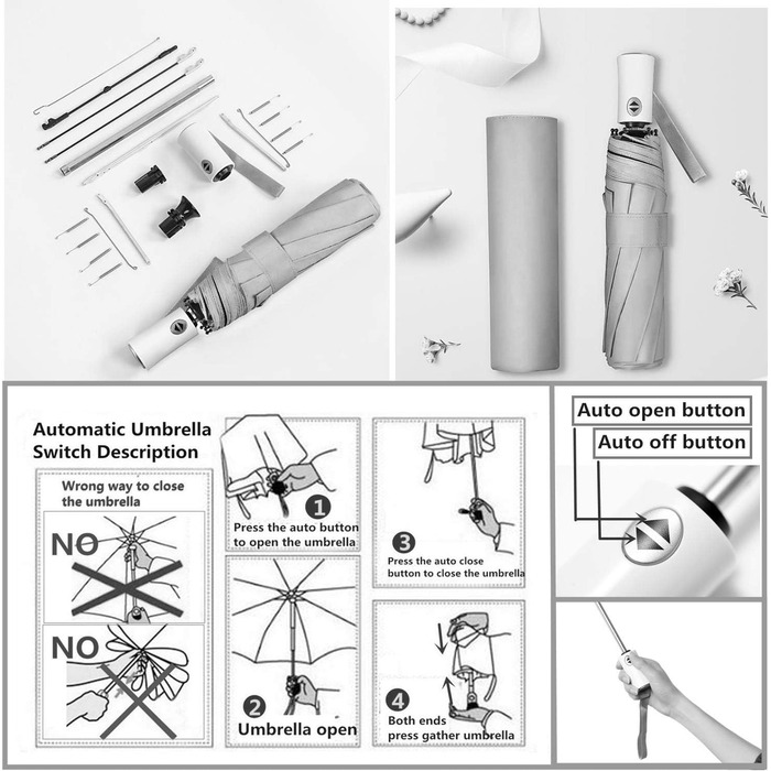 Сонцезахисний складаний парасоль від Voy Lady – Рожевий з квітковим принтом (96 см)