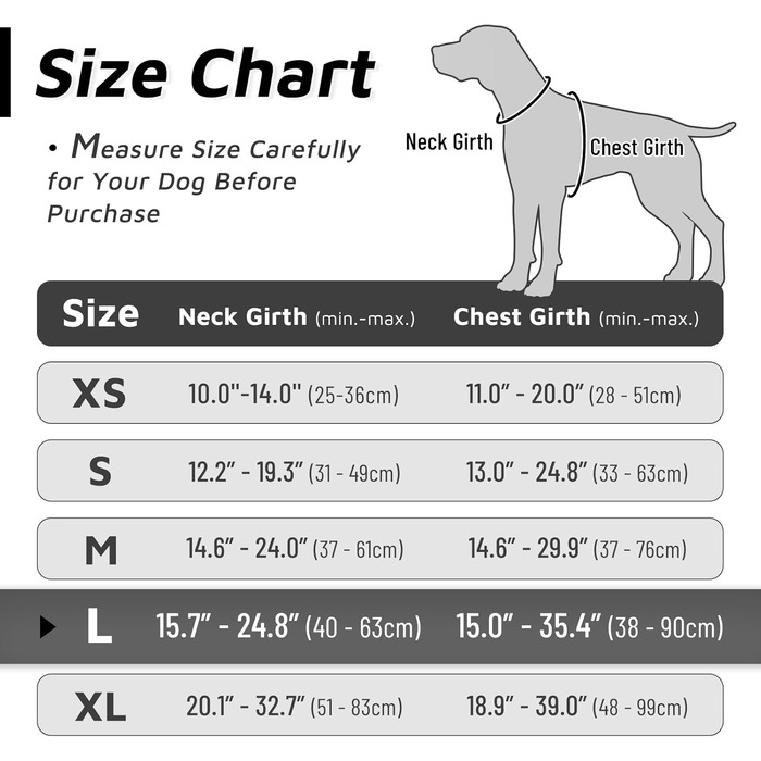 Нагрудник для собак великих порід Eagloo, чорний, розмір L, анти-тяга, з відбиваючими смугами, регульований