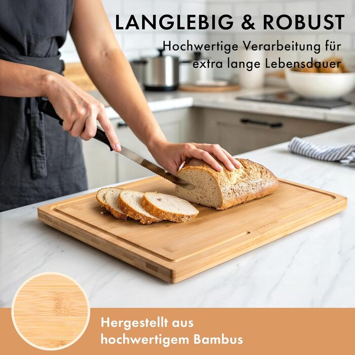 Набір дерев'яних обробних дощок 3 шт. (40x30см / 33x24см / 26x18см) з масиву акації, 2 см товщиною. Обробні дошки для кухні з жолобом для соку. Стильний набір дерев'яних дощок для нарізання, бамбукові дошки