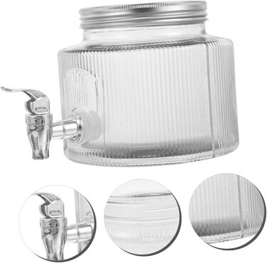 Glass Jug with Tap Dispenser System, Hydro Water Jug with Faucet, Juice Syrup Insulated Water Bottles Filter Tap Glass Jug, Water Container with Faucet, White