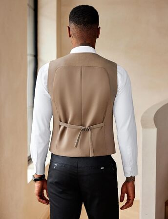 Костюм чоловічий COOFANDY ZTJ006642, двубортний, U-подібний виріз, розмір L, бежевий