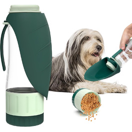 Водяна пляшка для собак 2-в-1 для прогулянок, подорожей та кемпінгу. Зручна водяна пляшка для тварин