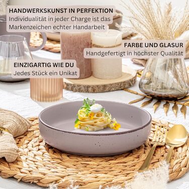 Набір керамічних мисок Sänger 4 шт., миски для мюслі на 4 персони, фіолетові миски 700 мл, стійкі до подряпин, мікрохвильовки та посудомийної машини