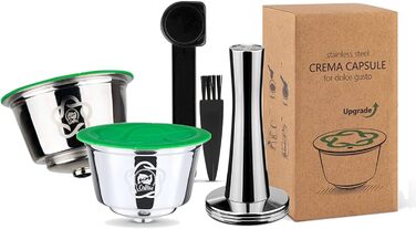 Багаторазові кавові капсули Icafilas для кавоварок Dolce Gusto, набір з 2 капсул, тампер, ложка та щіточка для очищення, екологічні аксесуари для приготування кави