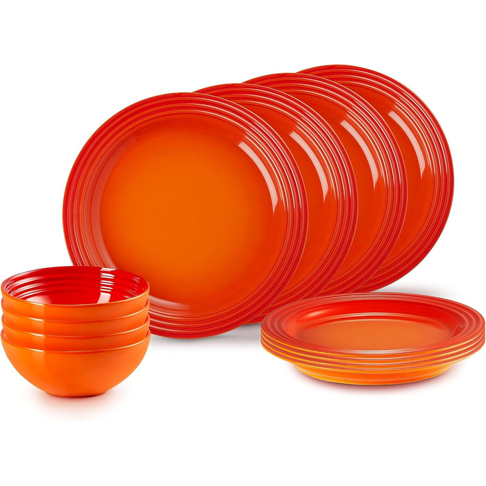 Набір посуду Le Creuset 12 предметів з кераміки (Steinzeug), 79351000607081, Колір: Огненний Червоний