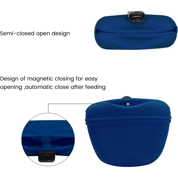 Силіконовий мішечок для корму для собак AUDWUD з кліпсою та магнітною застібкою, 2 шт., морська синя