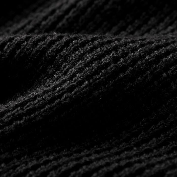 Чоловічий в'язаний кардиган з коміром-шарфом, рельєфний візерунок, ґудзикова застібка, мериносова вовна, 6XL, чорний