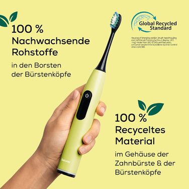 Beurer SC 50 Електрична звукова зубна щітка з 5 режимами чищення, датчиком тиску та дисплеєм (Splashy Lemon)