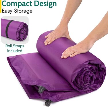 Саморозкладаючий килимок для кемпінгу/матрац для двох осіб, 5 см, фіолетовий