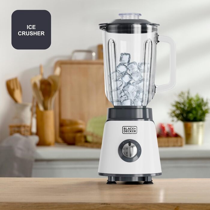 Black+Decker 2200W Stand Mixer with Glass Bowl - 2.2L, 8 Speeds, 6 Stainless Steel Blades, Ice Crush & Smoothie Function, LED Display, Safety System