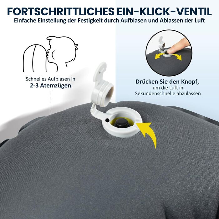 Надувна подушка для шиї HIKENTURE для подорожей літаком, потягом - сірий, темно-синій