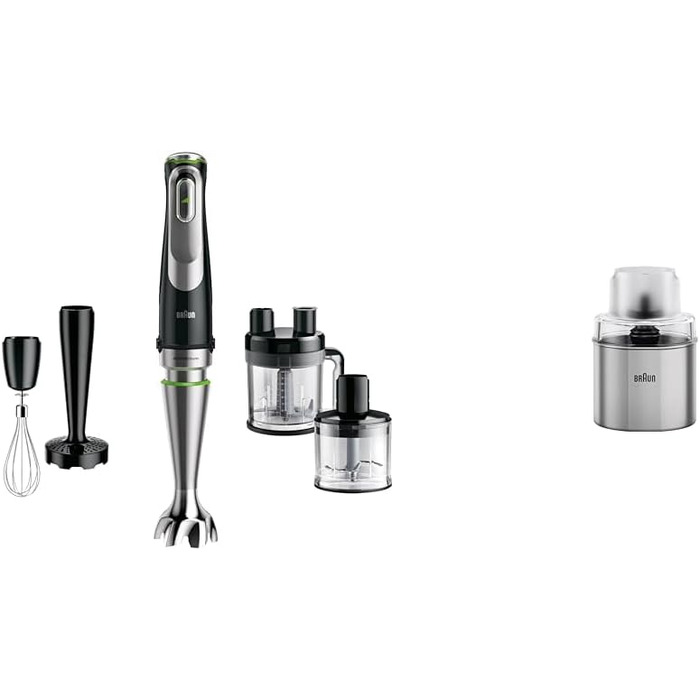 Braun MultiQuick 9 MQ 9187XLI – 5-in-1 Immersion Blender with Food Processor Attachment, Chopper, Masher for Potatoes & Vegetables, and Whisk, Infinite Speed Control, 1200 W, Black/Stainless Steel