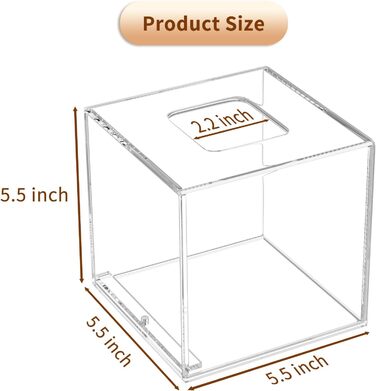 AITEE Acrylic Tissue Box Cover: Transparent Square Tissue Holder, Napkin Dispenser for Home, Bathroom, Kitchen, Bedroom, Office, Coffee Table, Restaurant