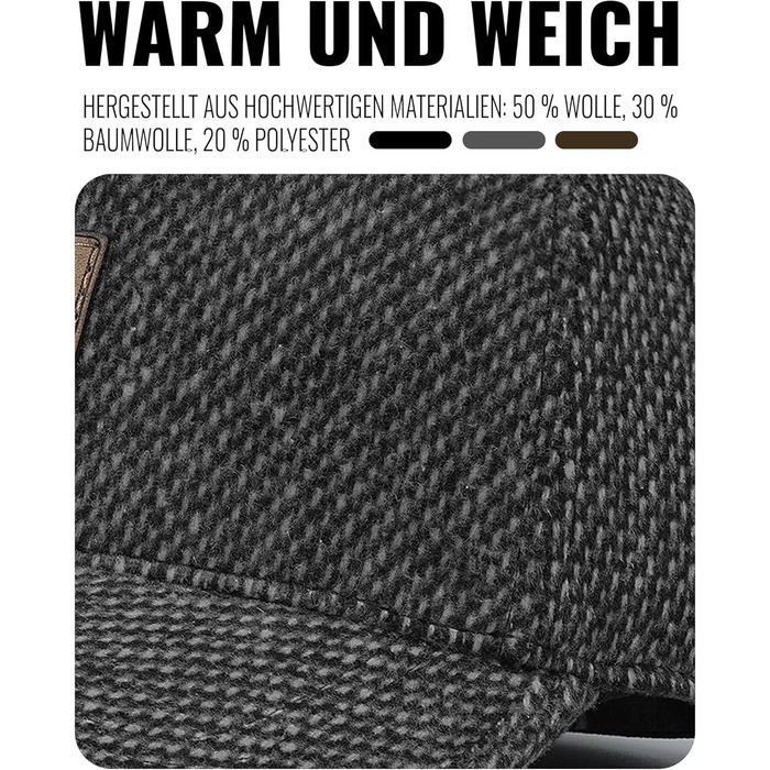 Кепка CLAPE з вушками Full Cap для чоловіків, Outdoor, спортивна кепка, стиль Old School, Dad Hat, в'язана кепка, зима/осінь/весна, універсальний розмір