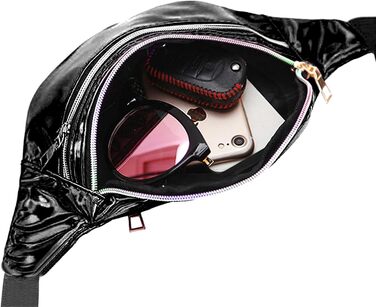 Стильна поясна сумка-фенні-пак AYNKH з трьома відділеннями, водонепроникна, унісекс (Яскраво-чорний)