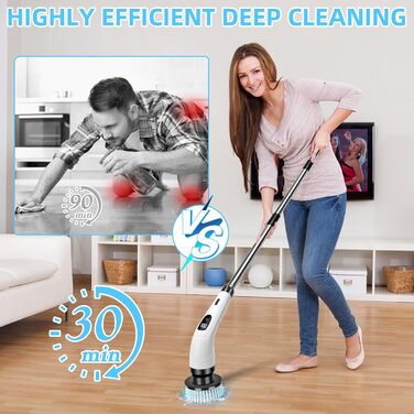 Електрична щітка для чищення Spin Scrubber бездротова з 8 змінними насадками, регульована ручка, для ванної, авто, кухні, плитки, підлоги