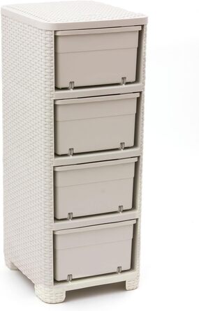 Комод CURVER STYLE з 4 шухлядами, поліпропілен, кремовий, 33x38x79 см