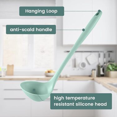 Набір кухонних аксесуарів TAVADA (51 шт.), силіконовий набір кухонного начиння, антипригарне кухонне приладдя, стійке до високих температур, зелений, придатний для миття в посудомийній машині