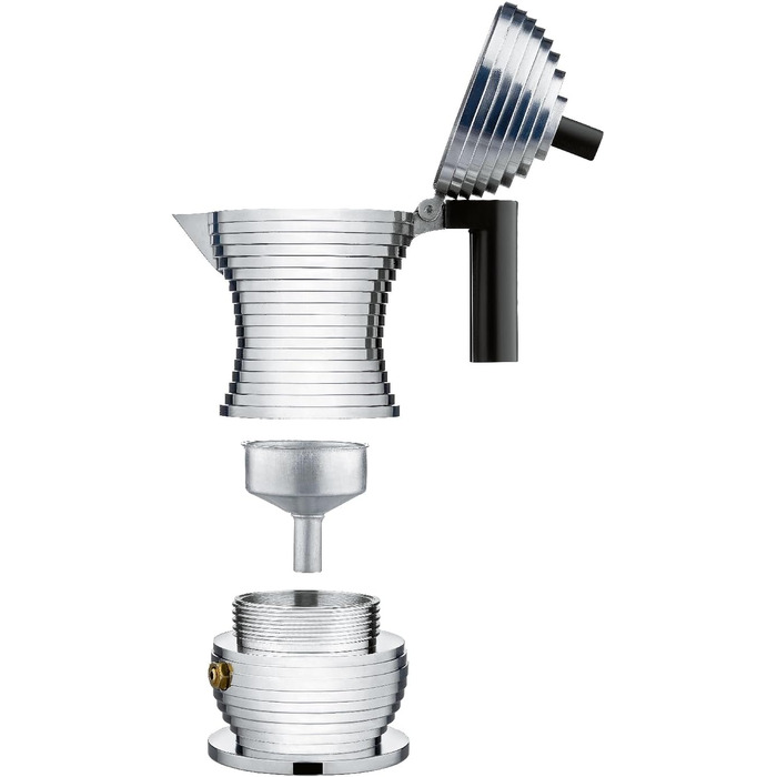 Еспресо-машина Alessi Pulcina, 6 чашок, алюміній, чорний, 8.3 x 10.5 x 35 см