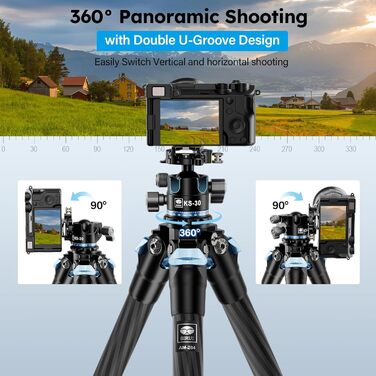 Штатив SIRUI AM-284 з вуглецевого волокна 130 см + Kugelkopf KS-30. Професійний компактний штатив для камери, швидка заміна, вантажопідйомність до 15 кг