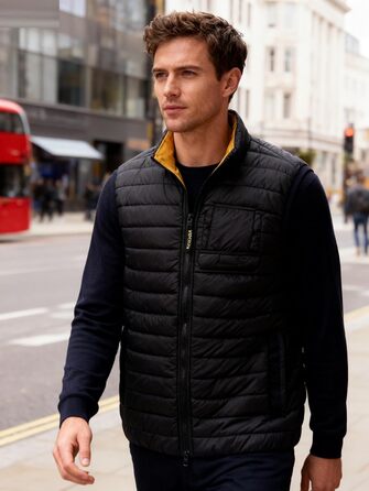 Чоловіча легка степкова жилетка Krumba для зими: утеплена жилетка з підтримкою тепла для щоденних поїздок, прогулянок з собакою та відпочинку на природі. Чорний колір.