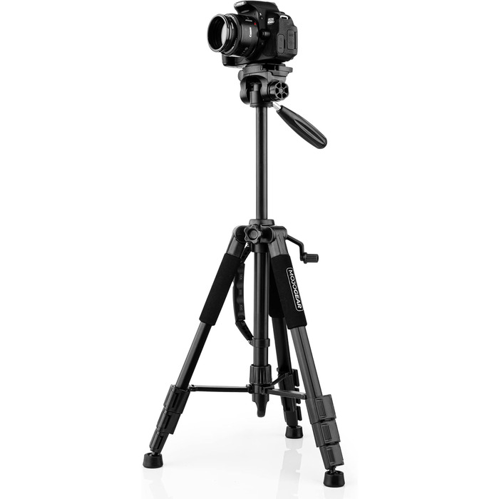 Штатив відео 140 см MOJOGEAR з кріпленням для смартфона - штатив для камери/телефона, трипод з кульковою головкою, алюміній, SAB234