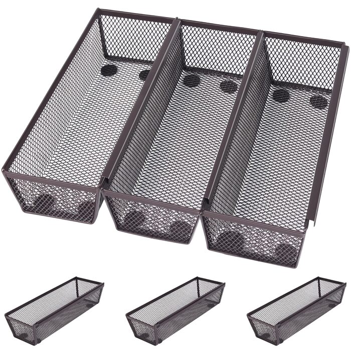 Органайзер для столових приборів Winter Shore в шухляду, бронзовий (6 шт.) - розсувний, з гумовими ніжками