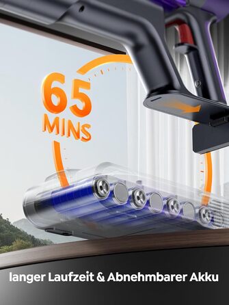 SMOTURE Бездротовий акумуляторний пилосос 600W, 50KPA, 65 хв роботи, самостійна підставка, для дому, з настінною зарядкою, автоматичний режим, знімна батарея, сенсорний дисплей