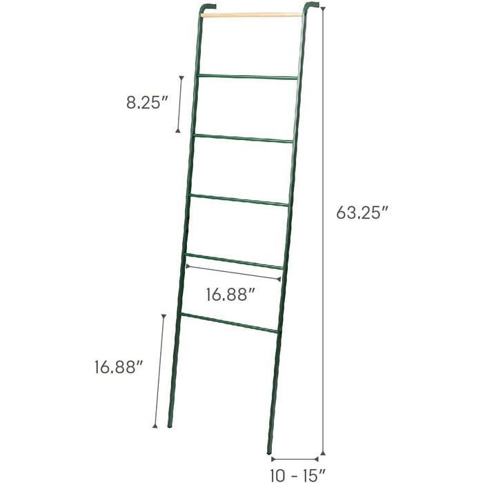 Yamazaki 2813 TOWER Leaning Clothes Rack, Steel/Wood, Minimalist, 45 x 24 x 160 cm (Green (Forest Green), Modern)